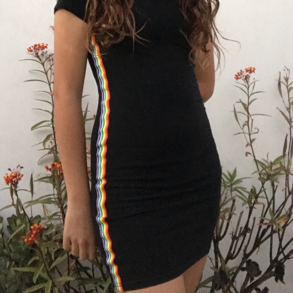 rainbow side strip dress